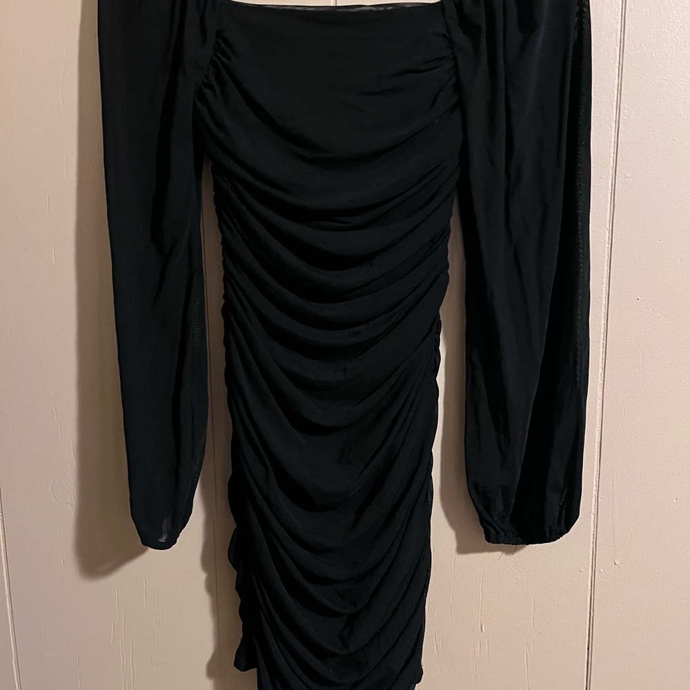 Elegant Black Ruched Dress